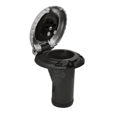 Attwood Deck Fill fCarbon Canister System  Straight Body  Scalloped Chrome Cap