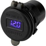 SeaDog Round USB  USBC Power Socket wHidden Voltmeter
