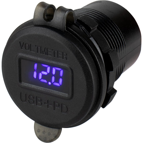 SeaDog Round USB  USBC Power Socket wHidden Voltmeter