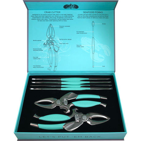 Toadfish CrabLobster Tool Set  2 Shell Cutters  4 Seafood Forks