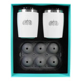 Toadfish NonTipping 10oz White Rocks Tumblers wIce Ball Tray  2 Tumblers