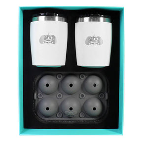 Toadfish NonTipping 10oz White Rocks Tumblers wIce Ball Tray  2 Tumblers
