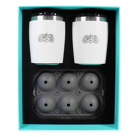 Toadfish NonTipping 10oz White Rocks Tumblers wIce Ball Tray  2 Tumblers