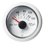 Veratron 52mm 2116 ViewLine Engine Oil Pressure Gauge  150 PSI  White Dial  Bezel