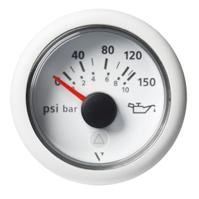 Veratron 52mm 2116 ViewLine Engine Oil Pressure Gauge  150 PSI  White Dial  Bezel