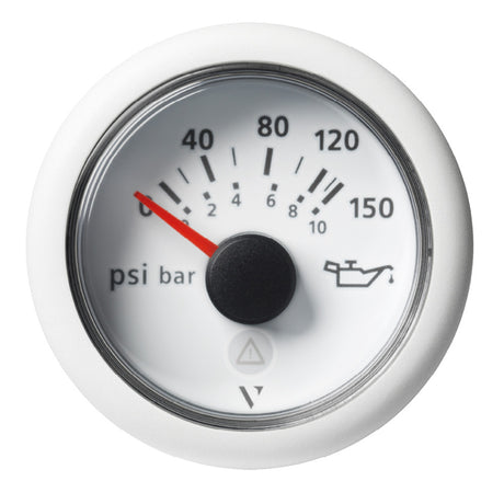 Veratron 52mm 2116 ViewLine Engine Oil Pressure Gauge  150 PSI  White Dial  Bezel