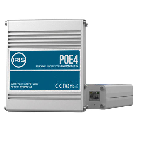 Iris Four Channel Uplink Power Over Ethernet Switch  IEEE8023af  3at Compliant  930VDC Input  48VDC Output