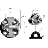 Wichard Round Pad Eye  57mm Diameter 214  Fixed