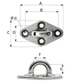 Wichard Diamond Pad Eye  Round  98mm Length 35564  M8 Screw
