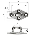 Wichard Diamond Pad Eye  Square  98mm Length 35564  M8 Screw