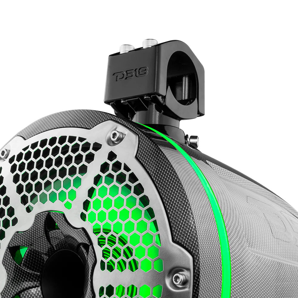 DS18 HYDRO 10 Neodymium Marine Towers wBuiltIn Passive Radiator 1 Driver  RGB LED Light  900W  Black