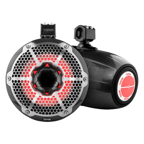 DS18 HYDRO 10 Neodymium Marine Towers wBuiltIn Passive Radiator 1 Driver  RGB LED Light  900W  Black