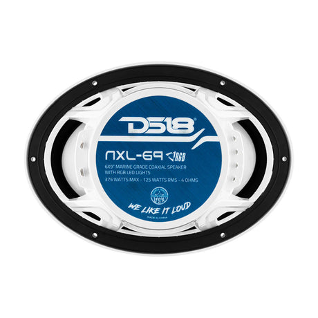 DS18 HYDRO 6 x 9 2Way Marine Speakers wIntegrated RGB LED Lights  375W  White