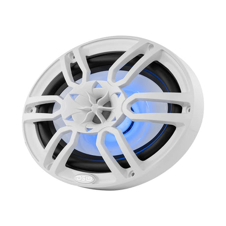 DS18 HYDRO 6 x 9 2Way Marine Speakers wIntegrated RGB LED Lights  375W  White