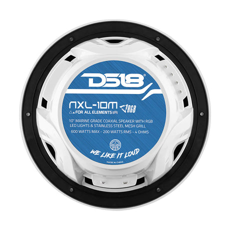DS18 HYDRO 10 2Way Speakers wBullet Tweeter  Integrated RGB LED Lights  White