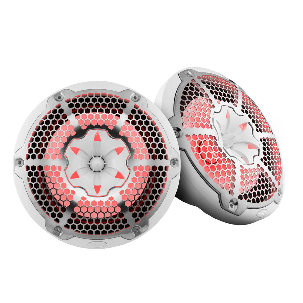 DS18 HYDRO 10 2Way Speakers wBullet Tweeter  Integrated RGB LED Lights  White