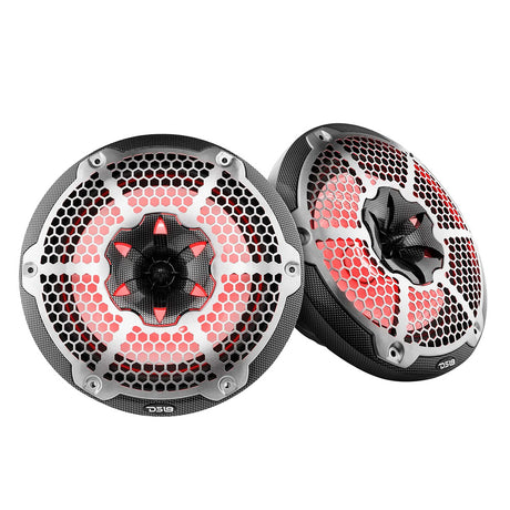 DS18 HYDRO 10 2Way Speakers wBullet Tweeter  Integrated RGB LED Lights  Carbon Fiber
