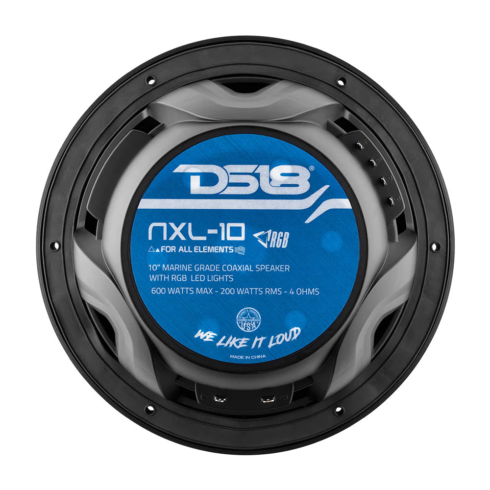 DS18 HYDRO 10 2Way Marine Speakers wBullet Tweeters  Integrated RGB LED Lights  Black